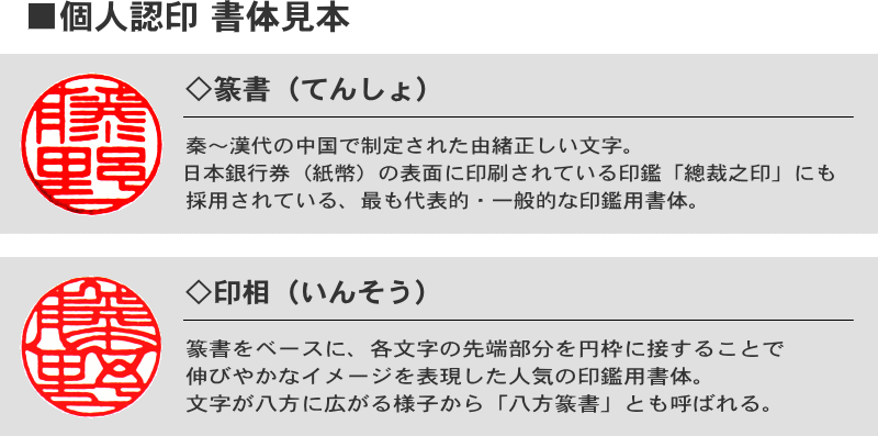 【京都スピードはんこ堂】個人認書体見本